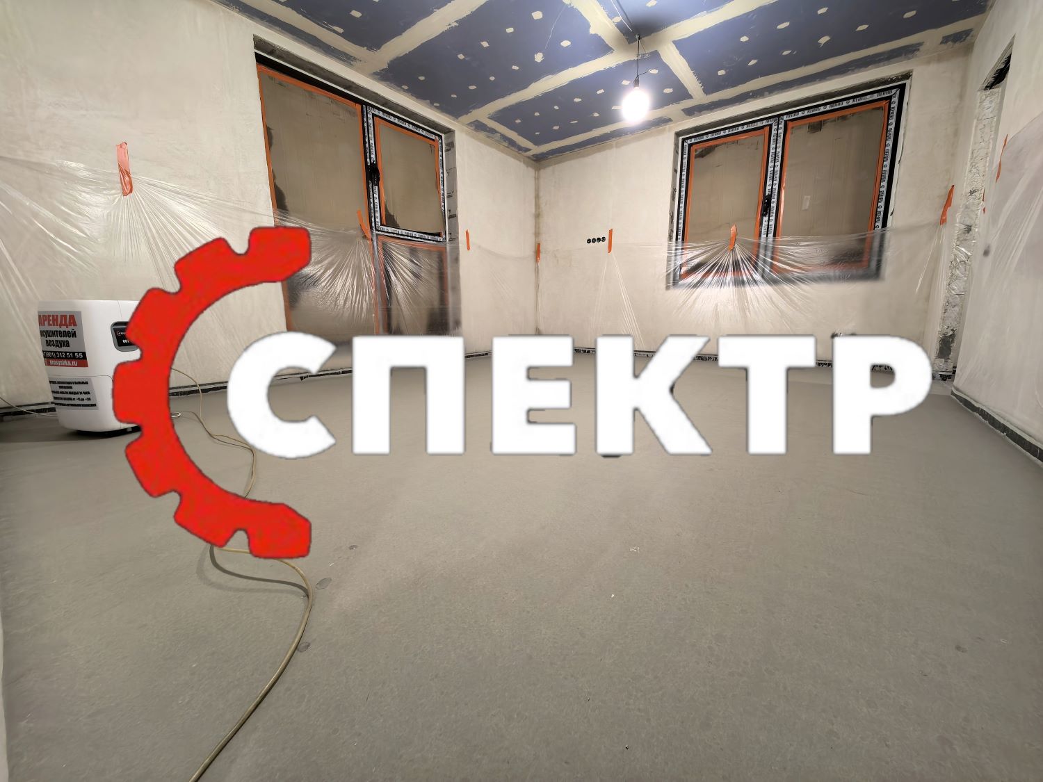 Просушка ровнителя (наливного пола) — температура 20°C, влажность 50%